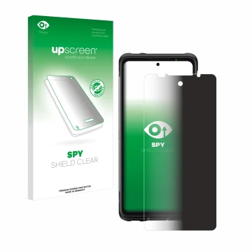 Face avant d’un emballage produit avec le logo de la marque upscreen. À côté, l’appareil Ulefone Armor 10 5G est représenté av