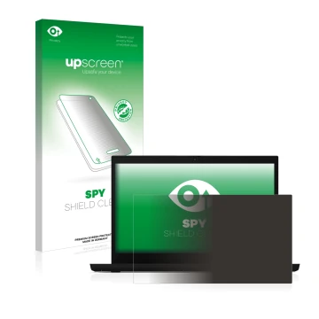 Face avant d’un emballage produit avec le logo de la marque upscreen. À côté, l’appareil Lenovo ThinkPad L15 est représenté av