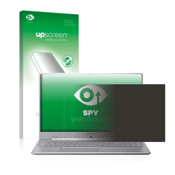 Face avant d’un emballage produit avec le logo de la marque upscreen. À côté, l’appareil MEDION Akoya S17403 est représenté av