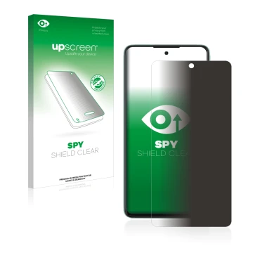 Face avant d’un emballage produit avec le logo de la marque upscreen. À côté, l’appareil Samsung Galaxy A52 est représenté ave