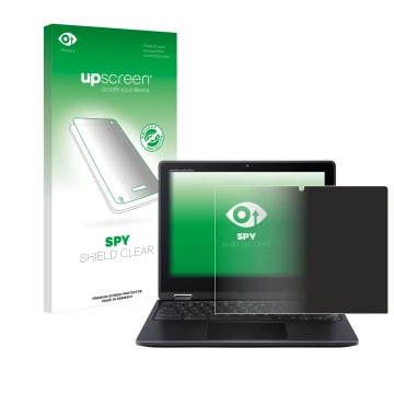 Face avant d’un emballage produit avec le logo de la marque upscreen. À côté, l’appareil Acer Chromebook Spin 512 est représen