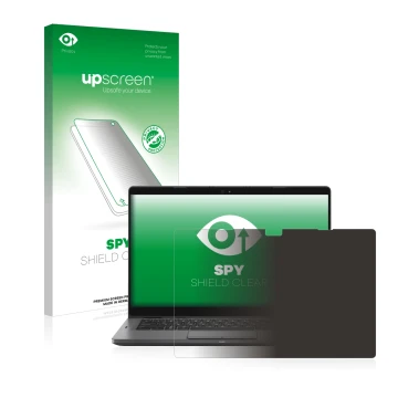 Face avant d’un emballage produit avec le logo de la marque upscreen. À côté, l’appareil Dell Latitude 5310 2-in-1 est représe