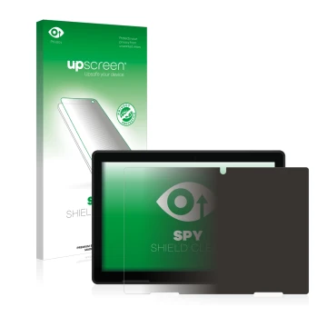 Face avant d’un emballage produit avec le logo de la marque upscreen. À côté, l’appareil MEDION Lifetab E10802 est représenté 