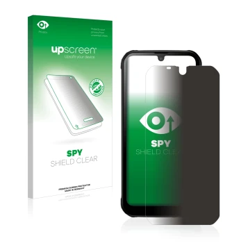 Face avant d’un emballage produit avec le logo de la marque upscreen. À côté, l’appareil Gigaset GX290 plus est représenté ave