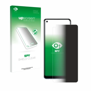 Face avant d’un emballage produit avec le logo de la marque upscreen. À côté, l’appareil Oppo A74 5G est représenté avec la pr