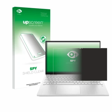 Face avant d’un emballage produit avec le logo de la marque upscreen. À côté, l’appareil HP Pavilion x360 (15-erX) est représe