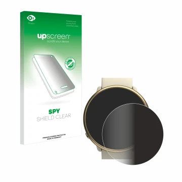 Face avant d’un emballage produit avec le logo de la marque upscreen. À côté, l’appareil Polar Ignite 2 est représenté avec la