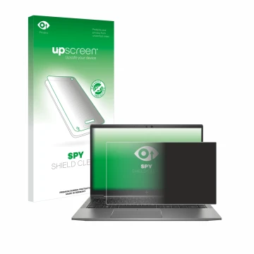 Face avant d’un emballage produit avec le logo de la marque upscreen. À côté, l’appareil HP ZBook Firefly 14 G8 est représenté
