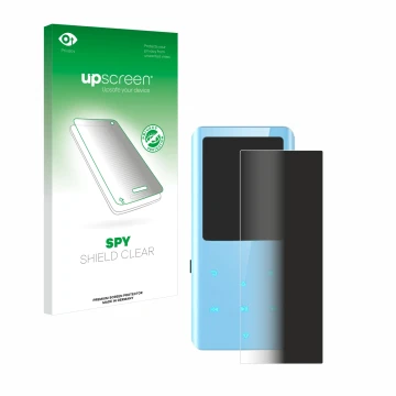 Face avant d’un emballage produit avec le logo de la marque upscreen. À côté, l’appareil AGPtek A19X est représenté avec la pr