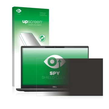 Face avant d’un emballage produit avec le logo de la marque upscreen. À côté, l’appareil Dell Latitude 7320 Non-Touch est repr