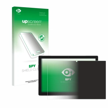 Face avant d’un emballage produit avec le logo de la marque upscreen. À côté, l’appareil Blackview Tab 9 est représenté avec l