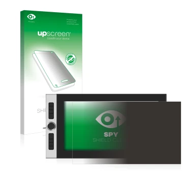 Face avant d’un emballage produit avec le logo de la marque upscreen. À côté, l’appareil XP-Pen Innovator 16 est représenté av