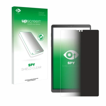 Face avant d’un emballage produit avec le logo de la marque upscreen. À côté, l’appareil Samsung Galaxy Tab A7 Lite Wi-Fi 2021