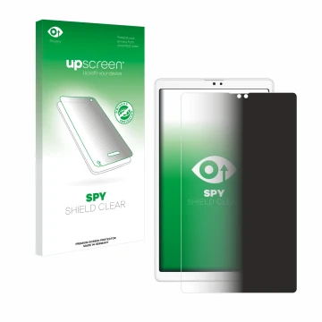 Face avant d’un emballage produit avec le logo de la marque upscreen. À côté, l’appareil Samsung Galaxy Tab A7 Lite LTE 2021 (