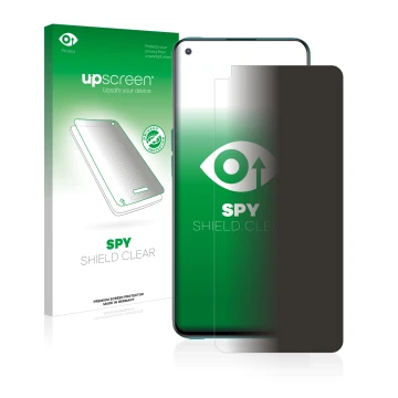 Face avant d’un emballage produit avec le logo de la marque upscreen. À côté, l’appareil OnePlus Nord CE 5G est représenté ave