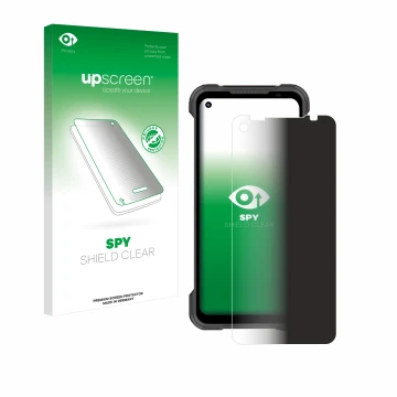 Face avant d’un emballage produit avec le logo de la marque upscreen. À côté, l’appareil Doogee S97 Pro est représenté avec la