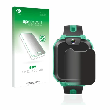 Face avant d’un emballage produit avec le logo de la marque upscreen. À côté, l’appareil Imoo Watch Phone Z1 est représenté av