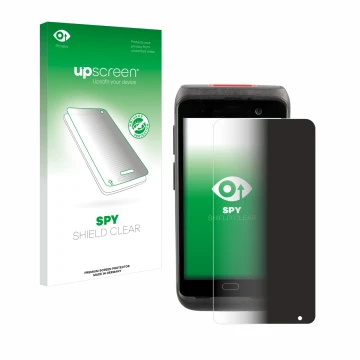Face avant d’un emballage produit avec le logo de la marque upscreen. À côté, l’appareil Honeywell CT40 XP est représenté avec
