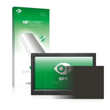 Face avant d’un emballage produit avec le logo de la marque upscreen. À côté, l’appareil Podofo HD Monitor 10.1