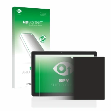 Face avant d’un emballage produit avec le logo de la marque upscreen. À côté, l’appareil Majestic Tab-912 4G est représenté av