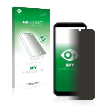 Face avant d’un emballage produit avec le logo de la marque upscreen. À côté, l’appareil Oukitel K15 Plus est représenté avec 