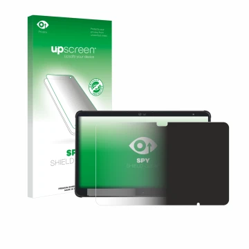 Face avant d’un emballage produit avec le logo de la marque upscreen. À côté, l’appareil Fujitsu Stylistic Q7311 est représent