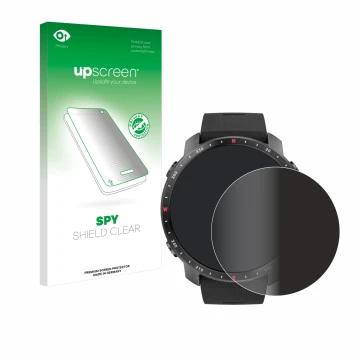 Face avant d’un emballage produit avec le logo de la marque upscreen. À côté, l’appareil Polar Grit X Pro est représenté avec 