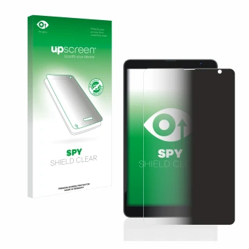 Face avant d’un emballage produit avec le logo de la marque upscreen. À côté, l’appareil Blackview Tab 6 est représenté avec l