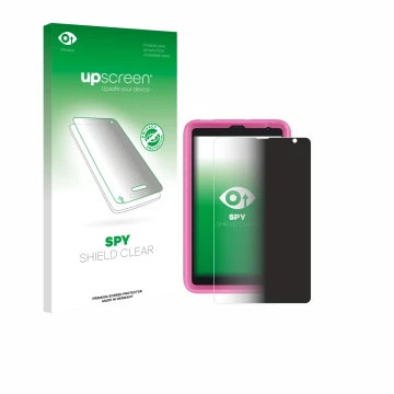 Face avant d’un emballage produit avec le logo de la marque upscreen. À côté, l’appareil Blackview Tab 6 Kids est représenté a