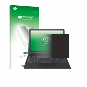 Face avant d’un emballage produit avec le logo de la marque upscreen. À côté, l’appareil Wortmann Terra Pad 1262 est représent