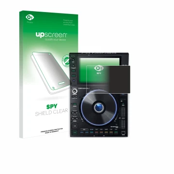 Face avant d’un emballage produit avec le logo de la marque upscreen. À côté, l’appareil Denon DJ SC6000 Prime est représenté 