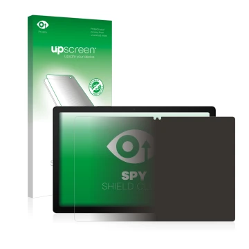 Face avant d’un emballage produit avec le logo de la marque upscreen. À côté, l’appareil Samsung Galaxy Tab A8 LTE est représe