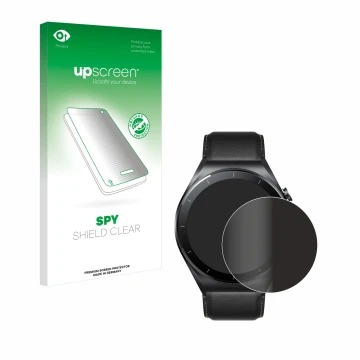 Face avant d’un emballage produit avec le logo de la marque upscreen. À côté, l’appareil Xiaomi Watch S1 est représenté avec l