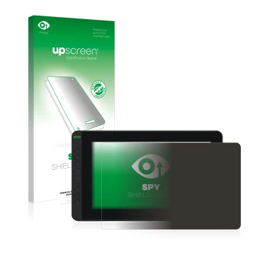 Face avant d’un emballage produit avec le logo de la marque upscreen. À côté, l’appareil Huion Kamvas 12 est représenté avec l