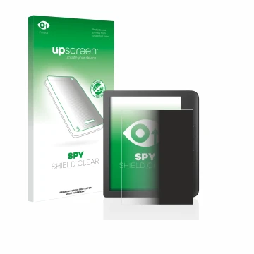 Face avant d’un emballage produit avec le logo de la marque upscreen. À côté, l’appareil Tolino Vision 6 est représenté avec l