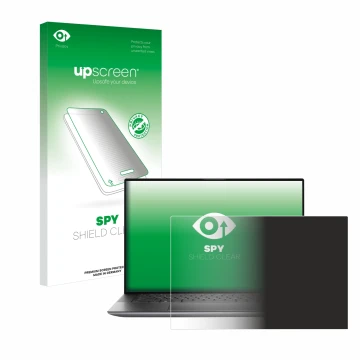 Face avant d’un emballage produit avec le logo de la marque upscreen. À côté, l’appareil Dell Precision 5560 est représenté av