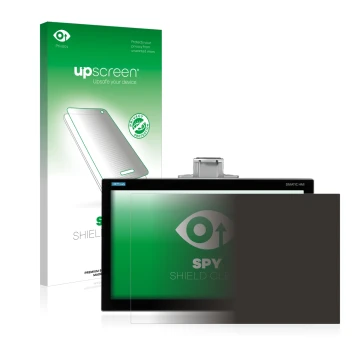 Face avant d’un emballage produit avec le logo de la marque upscreen. À côté, l’appareil Siemens Simatic HMI TP1200 Comfort Pr