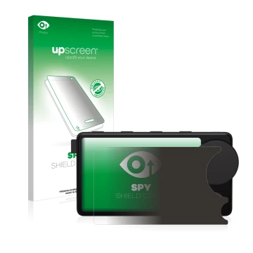 Face avant d’un emballage produit avec le logo de la marque upscreen. À côté, l’appareil Spotify Car Thing est représenté avec