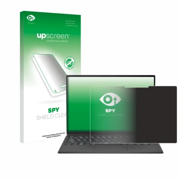 Face avant d’un emballage produit avec le logo de la marque upscreen. À côté, l’appareil ASUS Rog Flow Z13 2022 est représenté