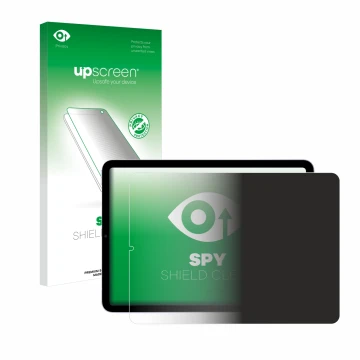 Face avant d’un emballage produit avec le logo de la marque upscreen. À côté, l’appareil Apple iPad Air 5 WiFi 2022 (5ème Gen.