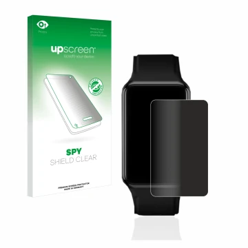 Face avant d’un emballage produit avec le logo de la marque upscreen. À côté, l’appareil Oppo Watch Free est représenté avec l