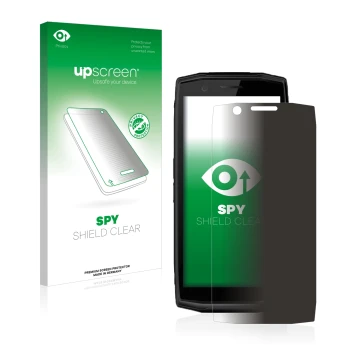 Face avant d’un emballage produit avec le logo de la marque upscreen. À côté, l’appareil Crosscall Action-X5 est représenté av