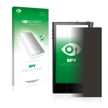 Face avant d’un emballage produit avec le logo de la marque upscreen. À côté, l’appareil Astell&Kern Kann Max est représenté a