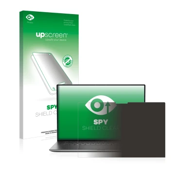 Face avant d’un emballage produit avec le logo de la marque upscreen. À côté, l’appareil Dell Precision 5570 Touch est représe
