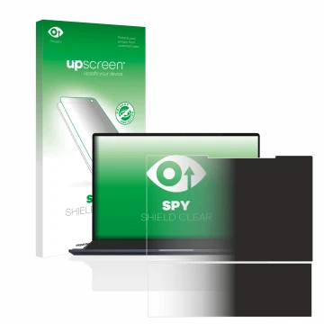 Face avant d’un emballage produit avec le logo de la marque upscreen. À côté, l’appareil ASUS ZenBook Pro 14 Duo OLED UX8402 e