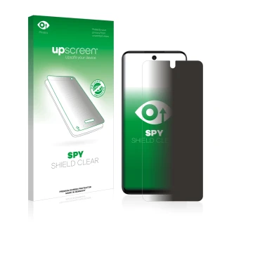 Face avant d’un emballage produit avec le logo de la marque upscreen. À côté, l’appareil Motorola Moto G32 est représenté avec