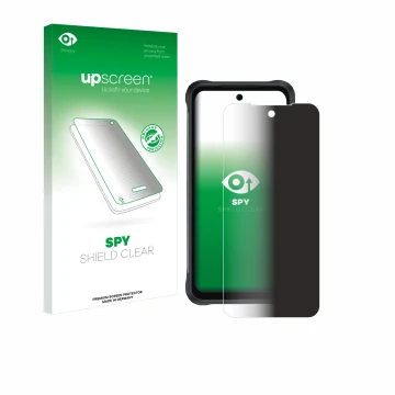 Face avant d’un emballage produit avec le logo de la marque upscreen. À côté, l’appareil Umidigi Bison 2 Pro est représenté av