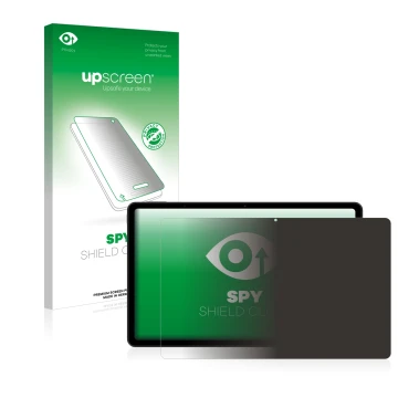 Face avant d’un emballage produit avec le logo de la marque upscreen. À côté, l’appareil Xiaomi Redmi Pad (en paysage) est rep