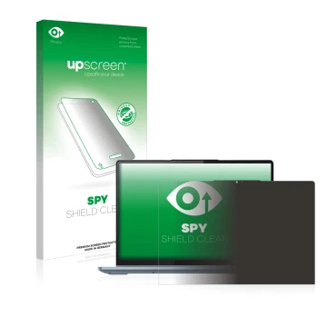 Face avant d’un emballage produit avec le logo de la marque upscreen. À côté, l’appareil Lenovo IdeaPad Flex 5 14