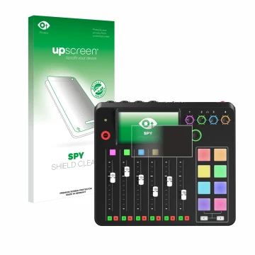 Face avant d’un emballage produit avec le logo de la marque upscreen. À côté, l’appareil Rode Rodecaster Pro II est représenté